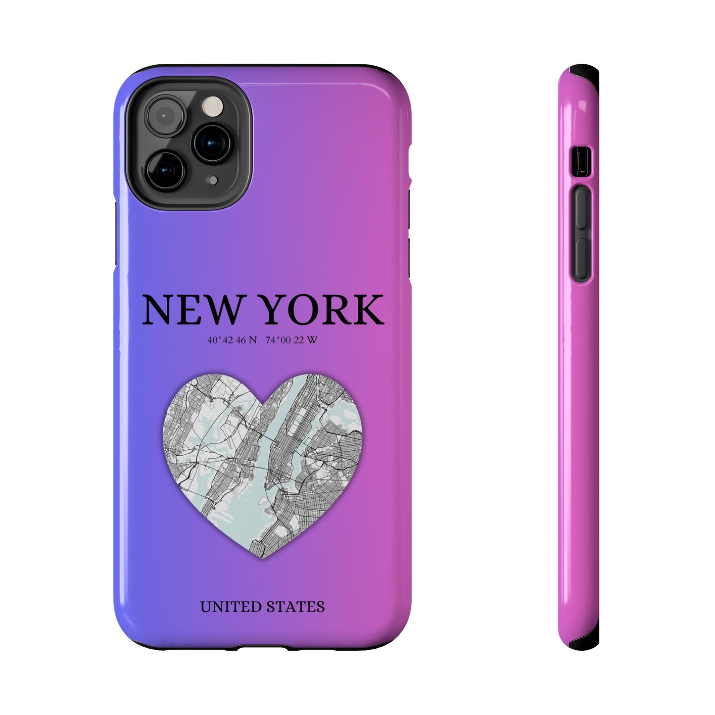 Elevate your iPhone with RimaGallery's New York Heartbeat case. Sleek design meets durability for stylish protection. Free US shipping.-York Heartbeat - Magenta (iPhone Case 11-15)