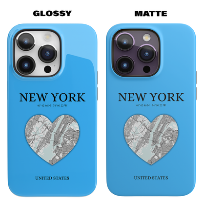 Add a touch of New York to your iPhone with the Sky Blue Heartbeat MagSafe Case, offering durable protection, seamless MagSafe compatibility, and a choice between ma-York Heartbeat - Sky Blue (iPhone MagSafe Case)