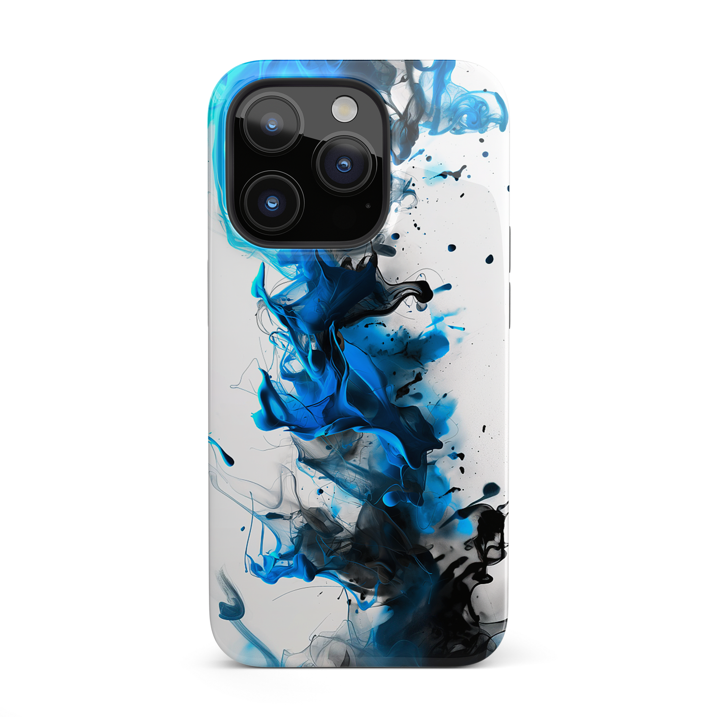Blue Whisper (iPhone Case 11-15)Elevate your iPhone's style with a Blue and black ink abstract design on a white tough case. Sleek, durable protection for models 11-15. Free US shipping.RimaGallery