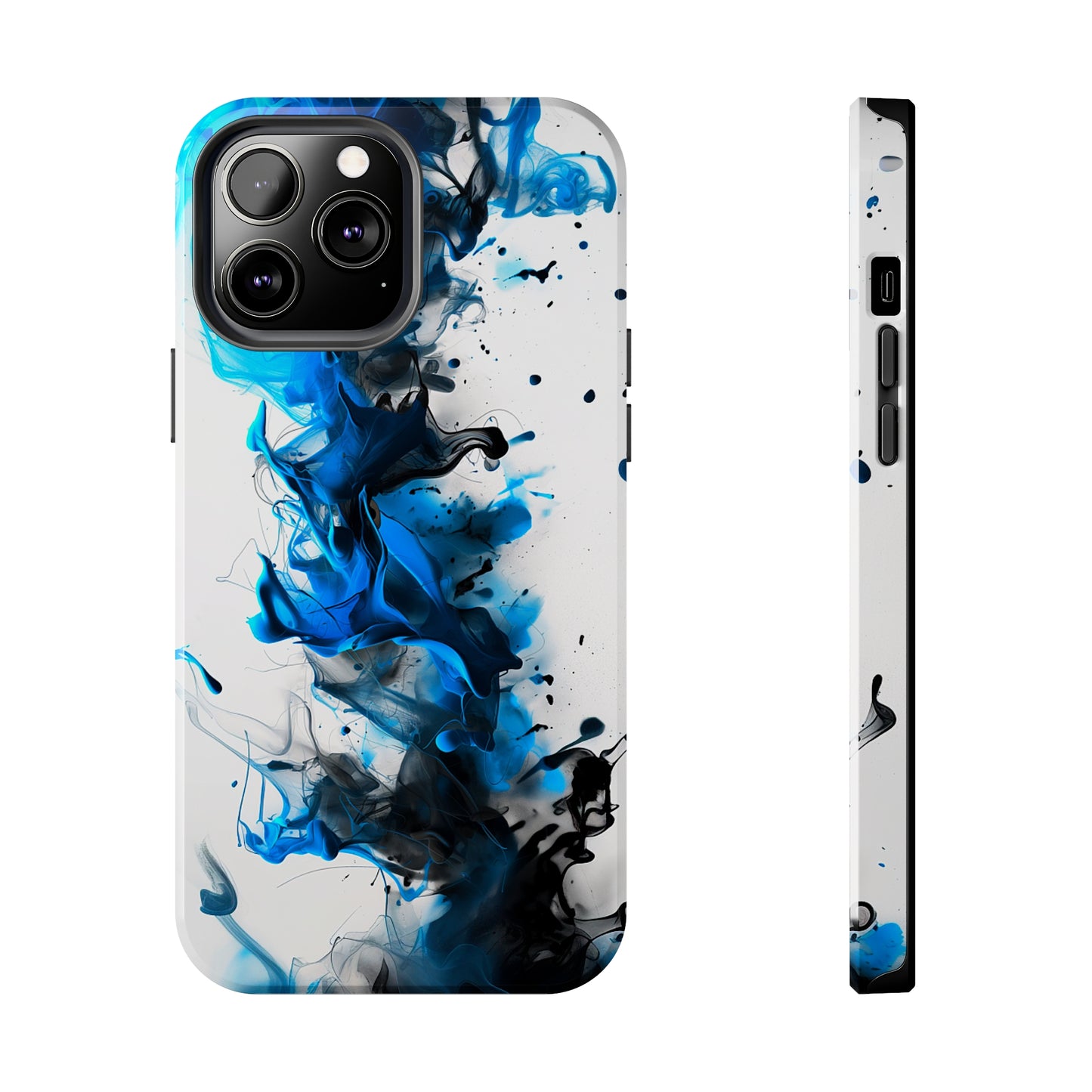Blue Whisper (iPhone Case 11-15)Elevate your iPhone's style with a Blue and black ink abstract design on a white tough case. Sleek, durable protection for models 11-15. Free US shipping.RimaGallery