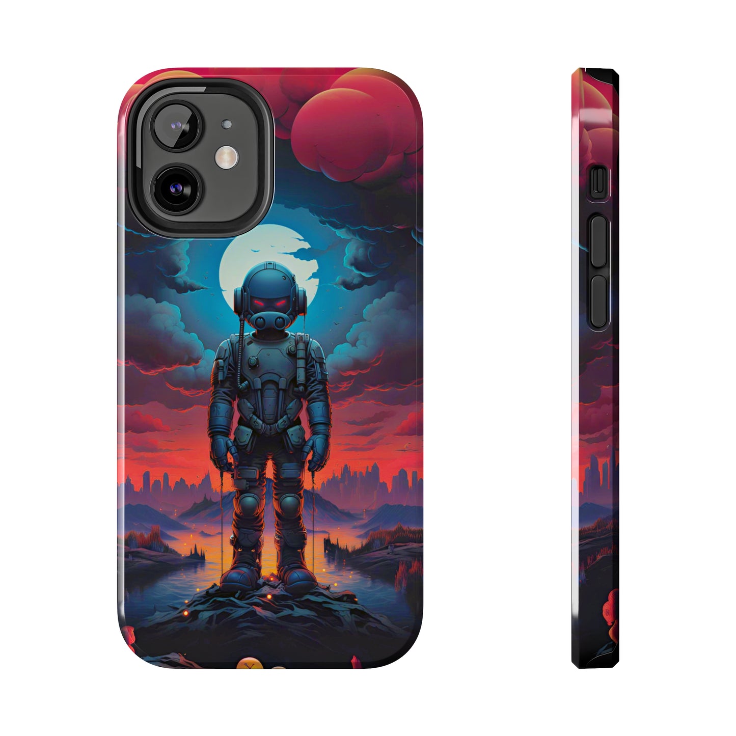 Stellar Sentinel Robot Soldier (iPhone Case 11-15)Guardian of the Galaxy 🌌🤖: Elevate your tech game with our "Stellar Sentinel" phone case, spotlighting a robot soldier, helmeted and vigilant, set against the mesmRimaGallery
