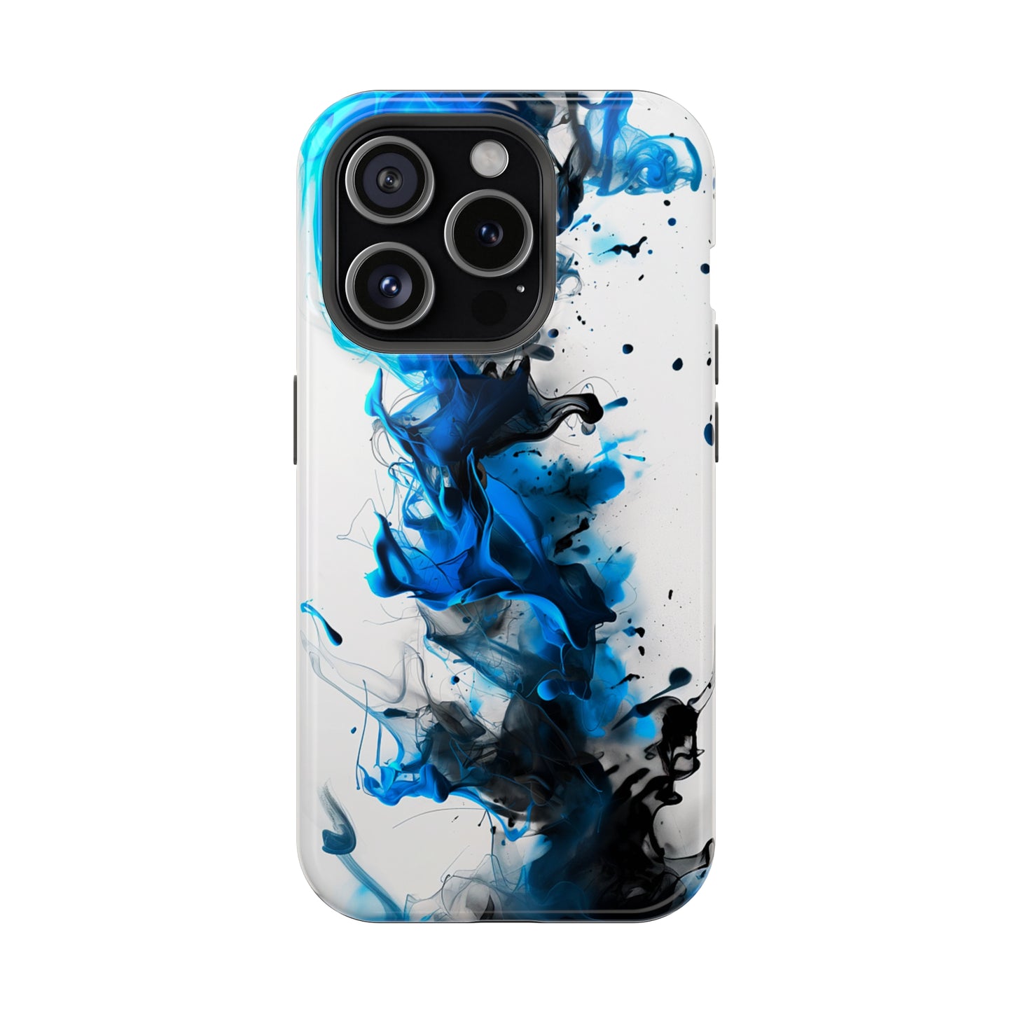 Blue Whisper (iPhone MagSafe Case)Elevate your iPhone's protection and style with RimaGallery's Blue and black ink abstract design on a white MagSafe Case. Enjoy dual-layer defense, vibrant design chRimaGallery