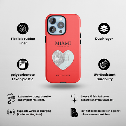 Miami Heartbeat - Red (iPhone Case 11-15)Capture the essence of MIAMI with RimaGallery's Heartbeat RED iPhone case, blending durable protection and unique design. Perfect for iPhone 11-15 models. Free shippRimaGallery