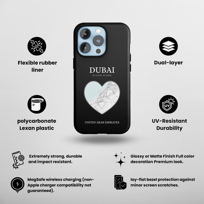 Dubai Heartbeat - Black (iPhone MagSafe Case)Elevate your iPhone's style with the Dubai Heartbeat Black MagSafe Case, offering robust protection, MagSafe compatibility, and a choice of matte or glossy finish. PRimaGallery