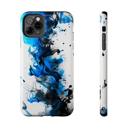 Blue Whisper (iPhone Case 11-15)Elevate your iPhone's style with a Blue and black ink abstract design on a white tough case. Sleek, durable protection for models 11-15. Free US shipping.RimaGallery