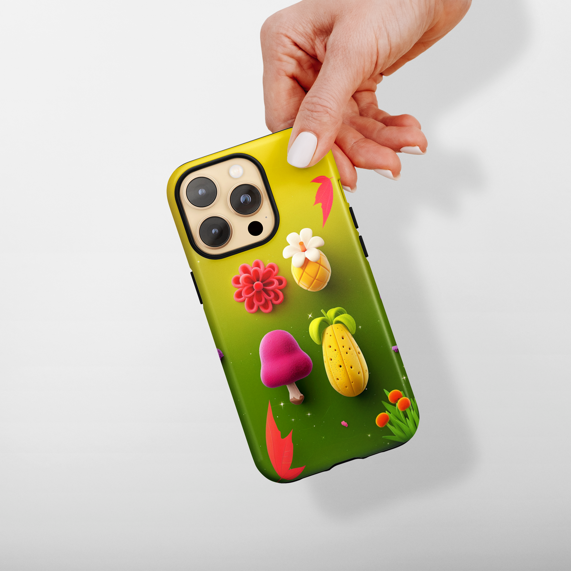 Whimsy Garden (iPhone Case 11-15)Secure your iPhone 11-15 with RIMA's durable case: Polycarbonate shell, rubber lining for shock absorption, and supports wireless chargingRimaGallery