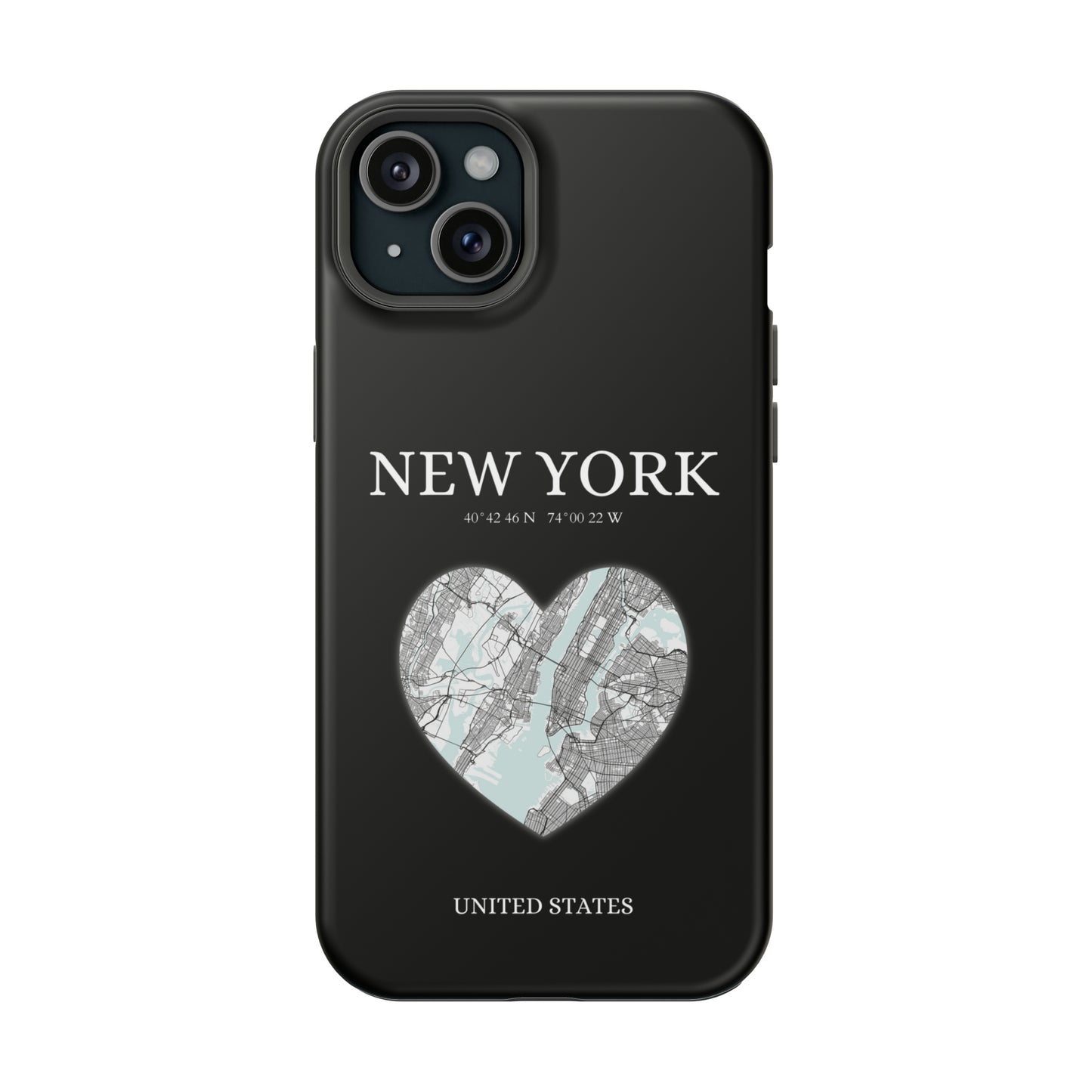 Elevate your iPhone's style with the New York Heartbeat Black MagSafe Case, offering robust protection, MagSafe compatibility, and a choice of matte or glossy finish-York Heartbeat - Black (iPhone MagSafe Case)