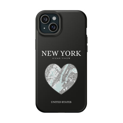 Elevate your iPhone's style with the New York Heartbeat Black MagSafe Case, offering robust protection, MagSafe compatibility, and a choice of matte or glossy finish-York Heartbeat - Black (iPhone MagSafe Case)