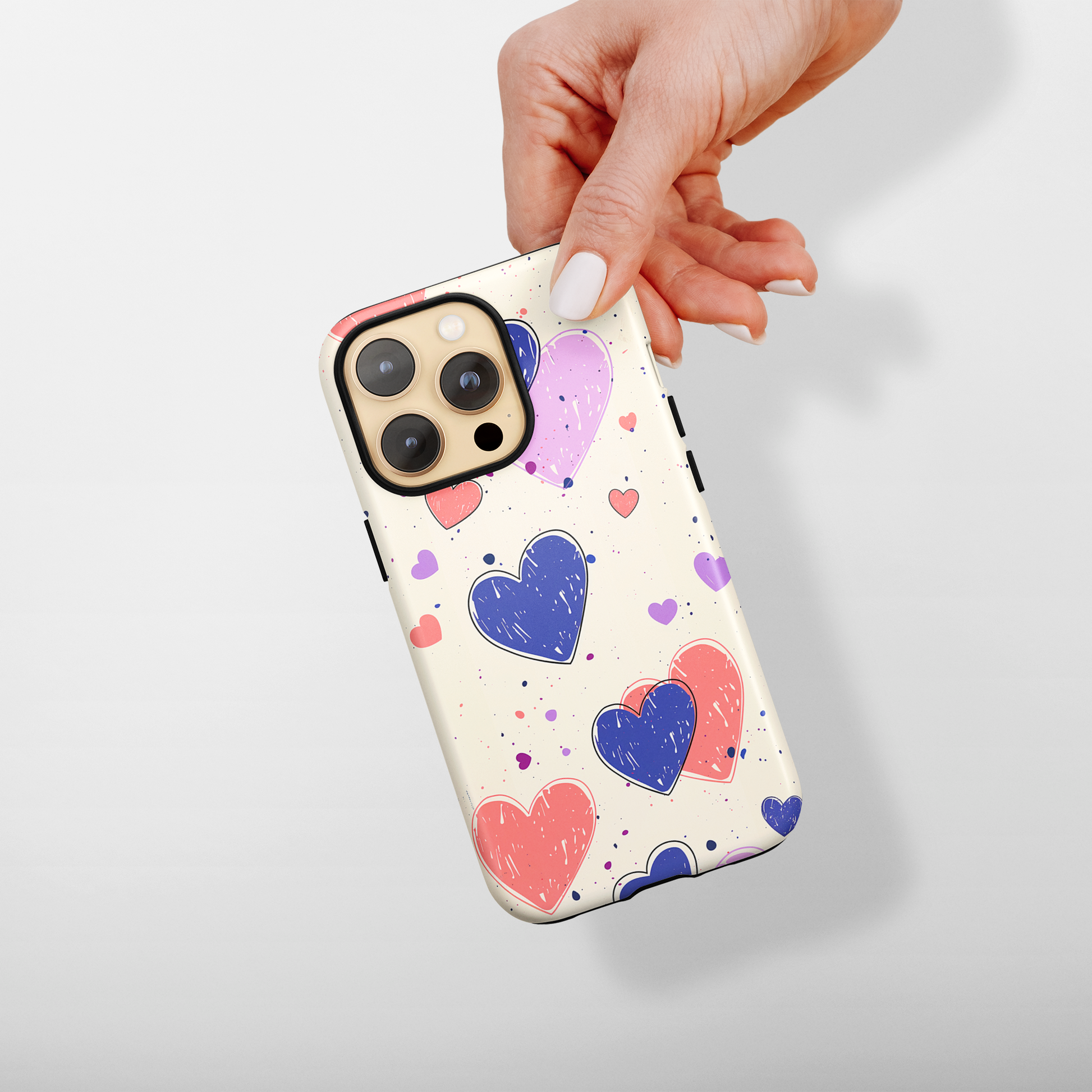 Whimsical Hearts (iPhone Case 11-15)Shop RIMA Tough Phone Case for iPhone 11-15: Ultimate protection with double-layer defense, glossy finish, and wireless charging compatibility. Urban and weather-resRimaGallery
