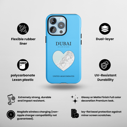 Dubai Heartbeat - Sky Blue (iPhone MagSafe Case)Elevate your iPhone's style with the Dubai Heartbeat White MagSafe Case, offering robust protection, MagSafe compatibility, and a choice of matte or glossy finish. PRimaGallery