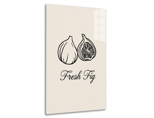 A stylized ink drawing of a whole fig and a halved fig displaying its inner seeds, with the text "Fresh Fig" below.
