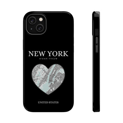 Elevate your iPhone's style with the New York Heartbeat Black MagSafe Case, offering robust protection, MagSafe compatibility, and a choice of matte or glossy finish-York Heartbeat - Black (iPhone MagSafe Case)