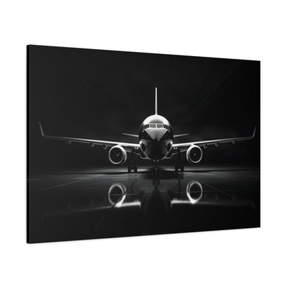 Black and White Airliner (Canvas  Matte finish, stretched, with a depth of 1.25 inches) Elevate your décor with RimaGallery’s responsibly made art canvases. Our eco--White Airliner (Canvas)