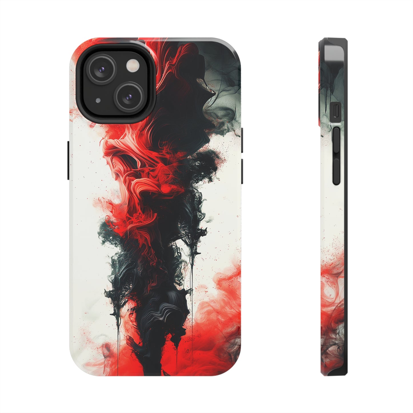 Ruby Ripples (iPhone Case 11-15)Elevate your iPhone's style with a Vibrant red ink flows on a tough case against a dark backdrop design. Sleek, durable protection for models 11-15. Free US shippingRimaGallery