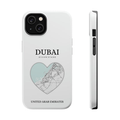 Dubai Heartbeat - White (iPhone MagSafe Case)Celestial Drive Revolutionize your iPhone's look and feel with RIMA Tough Phone Case – ultimate protection meets elegant style for iPhone 11-15. Grab yours now! 🛡️?imaGallery