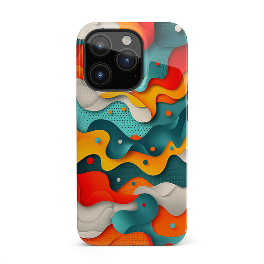 Wavy Whimsy (iPhone Case 11-15)Elevate your iPhone's protection and style with RimaGallery's Colorful, layered wavy design with a playful touch On case, featuring dual-layer defense and a sleek, gRimaGallery