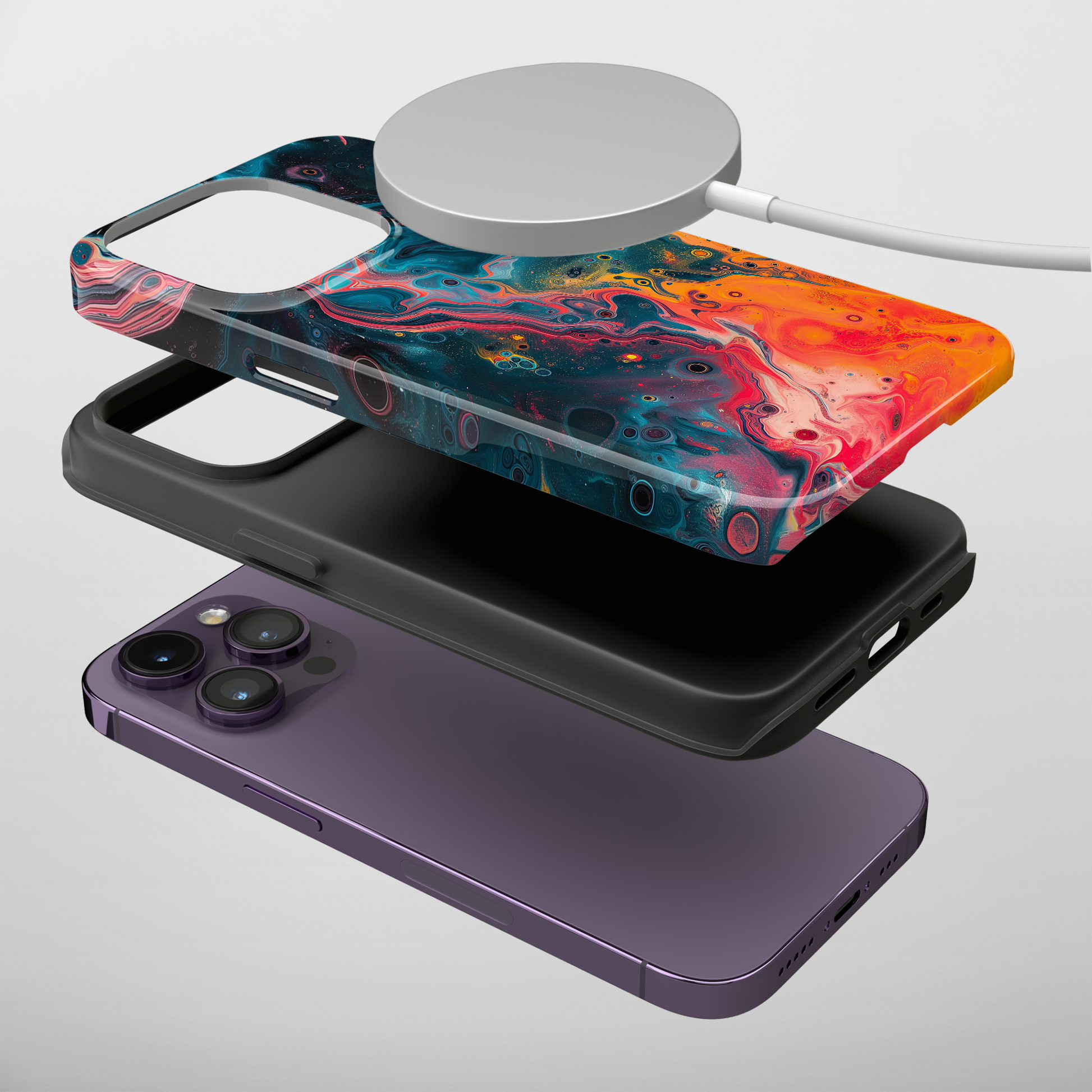 Galactic Swirl (iPhone MagSafe Case)RimaGallery's MagSafe Cases feature psychedelic swirls of galaxy colors on a protective designs for iPhone 13, 14, &amp; 15 (Mini, Pro, Max, Plus). Shop now!RimaGallery