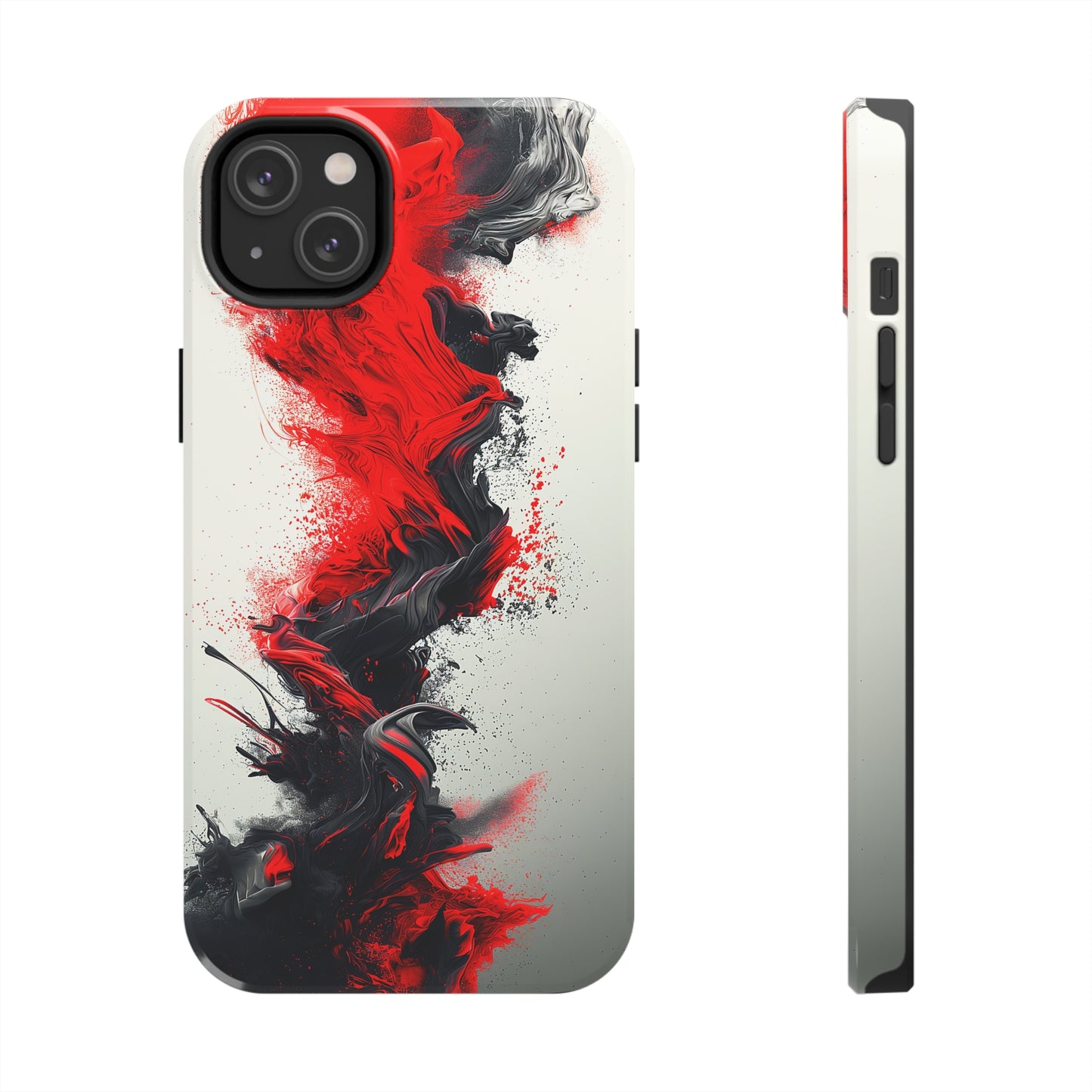 Scarlet Swish (iPhone Case 11-15)Elevate your iPhone's protection and style with RimaGallery's Artistic red and black abstract On case, featuring dual-layer defense and a sleek, glossy finish. Free RimaGallery