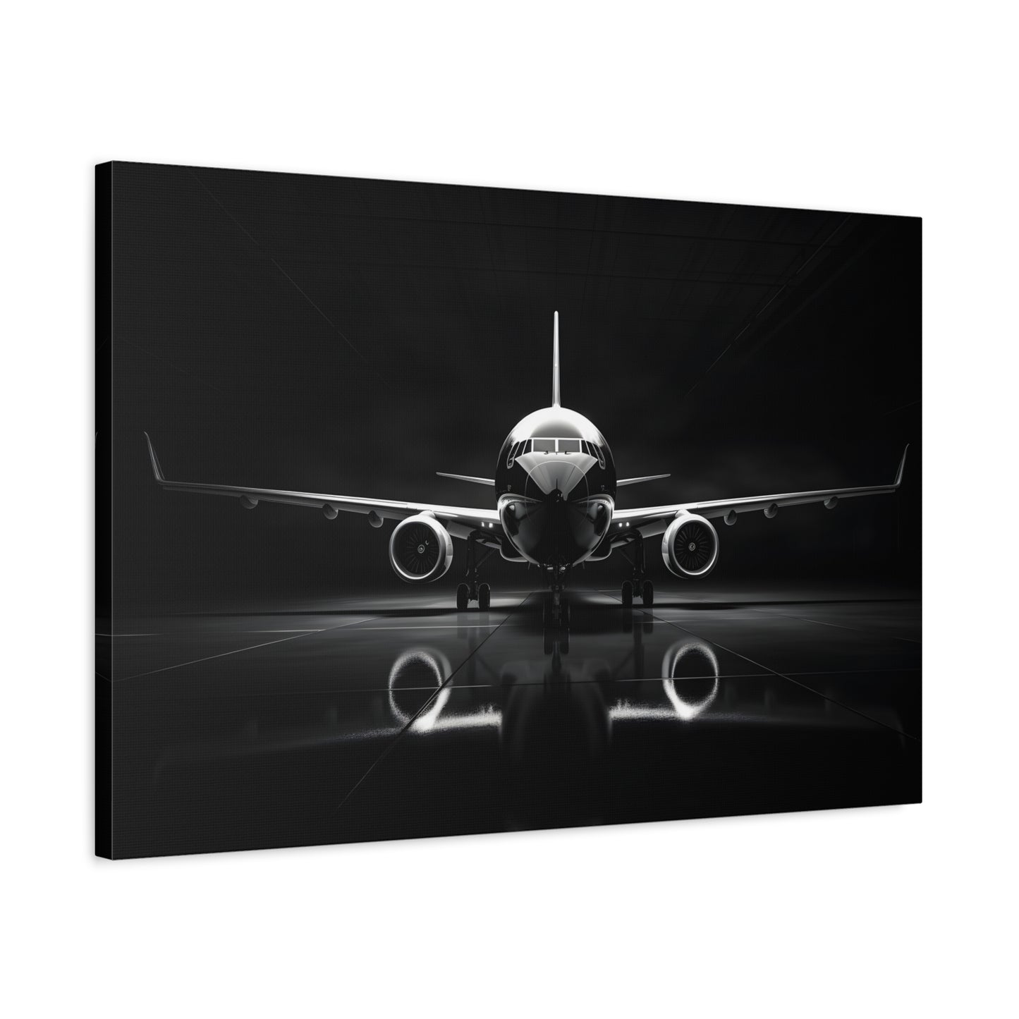 Black and White Airliner (Canvas  Matte finish, stretched, with a depth of 1.25 inches) Elevate your décor with RimaGallery’s responsibly made art canvases. Our eco--White Airliner (Canvas)