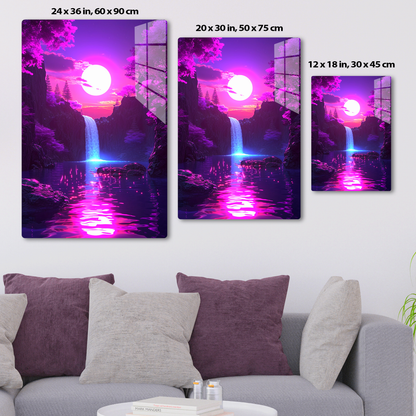 Moonlit Cascade (Acrylic)Make a statement with Moonlit Cascade acrylic prints. The 1⁄4" acrylic panel exudes the illusion of a smooth glass surface for vibrant artwork. Pre-installed hangingRimaGallery