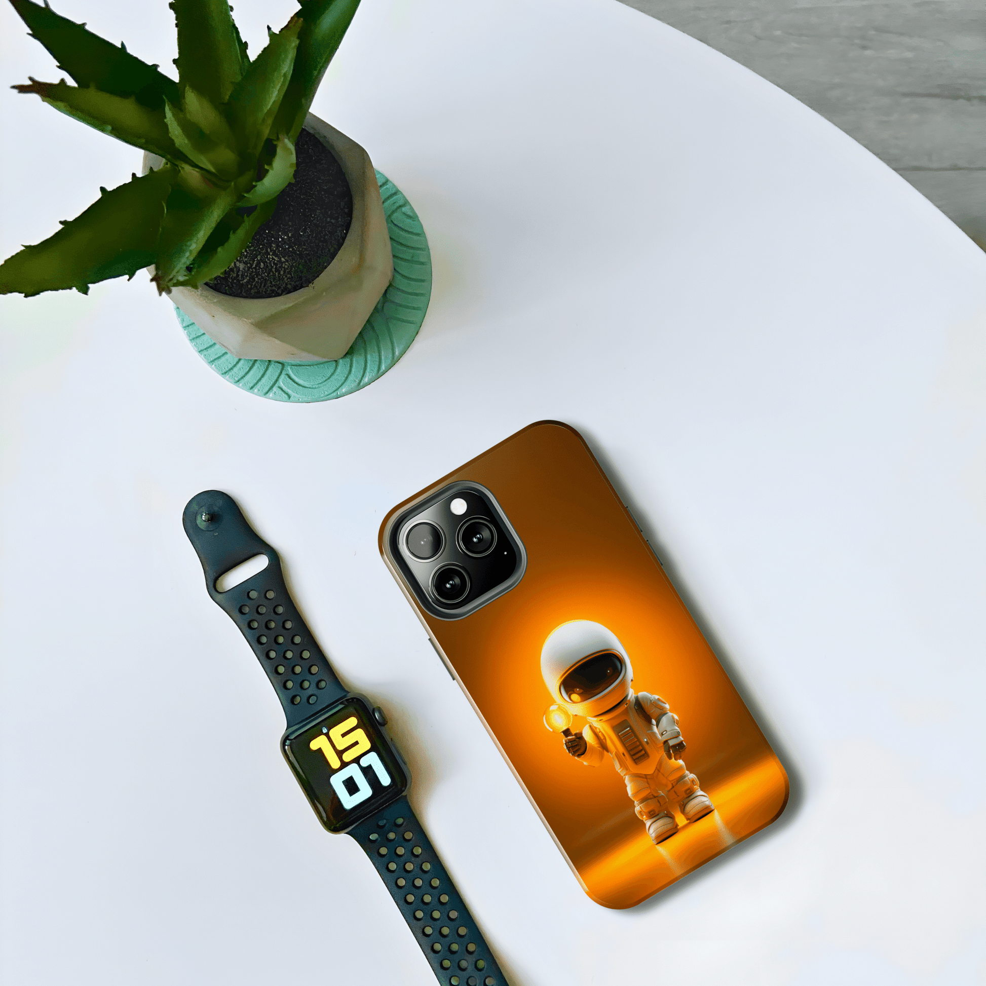 Yellow Tiny Astronaut (iPhone Case 11-15)RIMA Tough Phone Case for iPhone 11-15: Where Style Meets Durability. Featuring a sleek design with MagSafe compatibility, this case offers unmatched protection and RimaGallery
