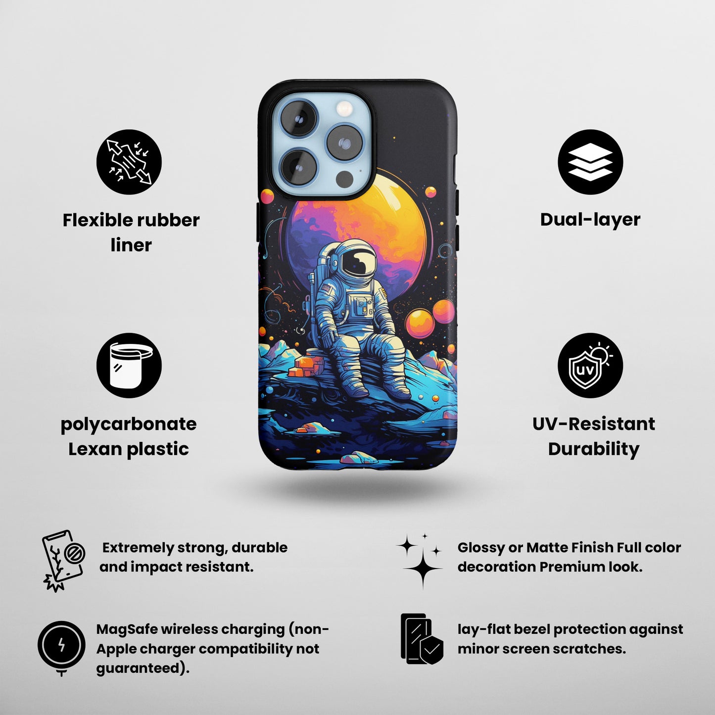 Galactic Solitude (iPhone MagSafe Case)Galactic Solitude MagSafe Durable Case: Style Meets Protection 📱✨
Upgrade your device with Rima Gallery's Galactic Solitude MagSafe Durable Case. This case isn’t juRimaGallery
