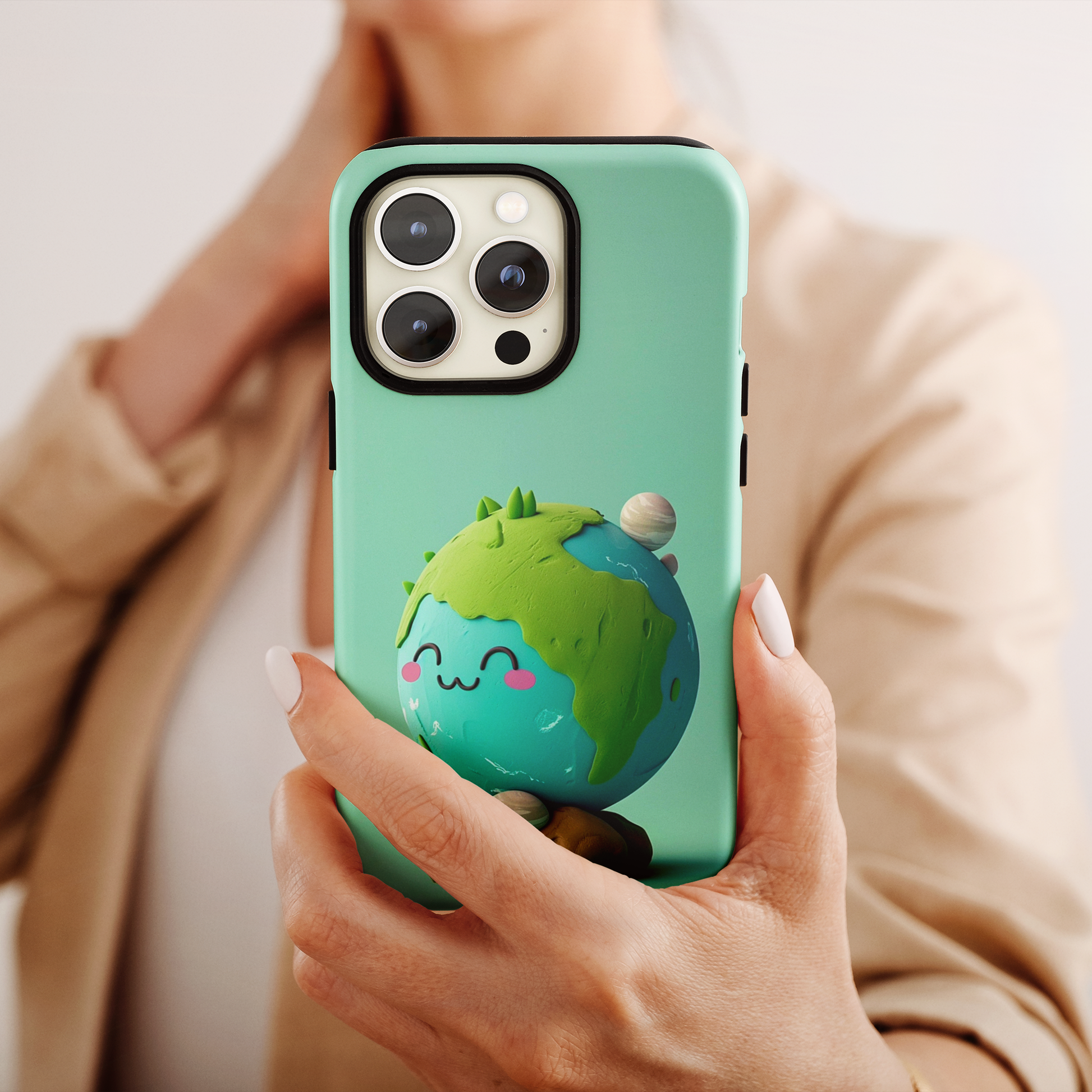 Adorable clay earth (iPhone Case 11-15)Transform your iPhone experience with RIMA's Tough Case - Premium style &amp; security for iPhone 11-15. Click to own the ultimate protection! 🛡️📲RimaGallery