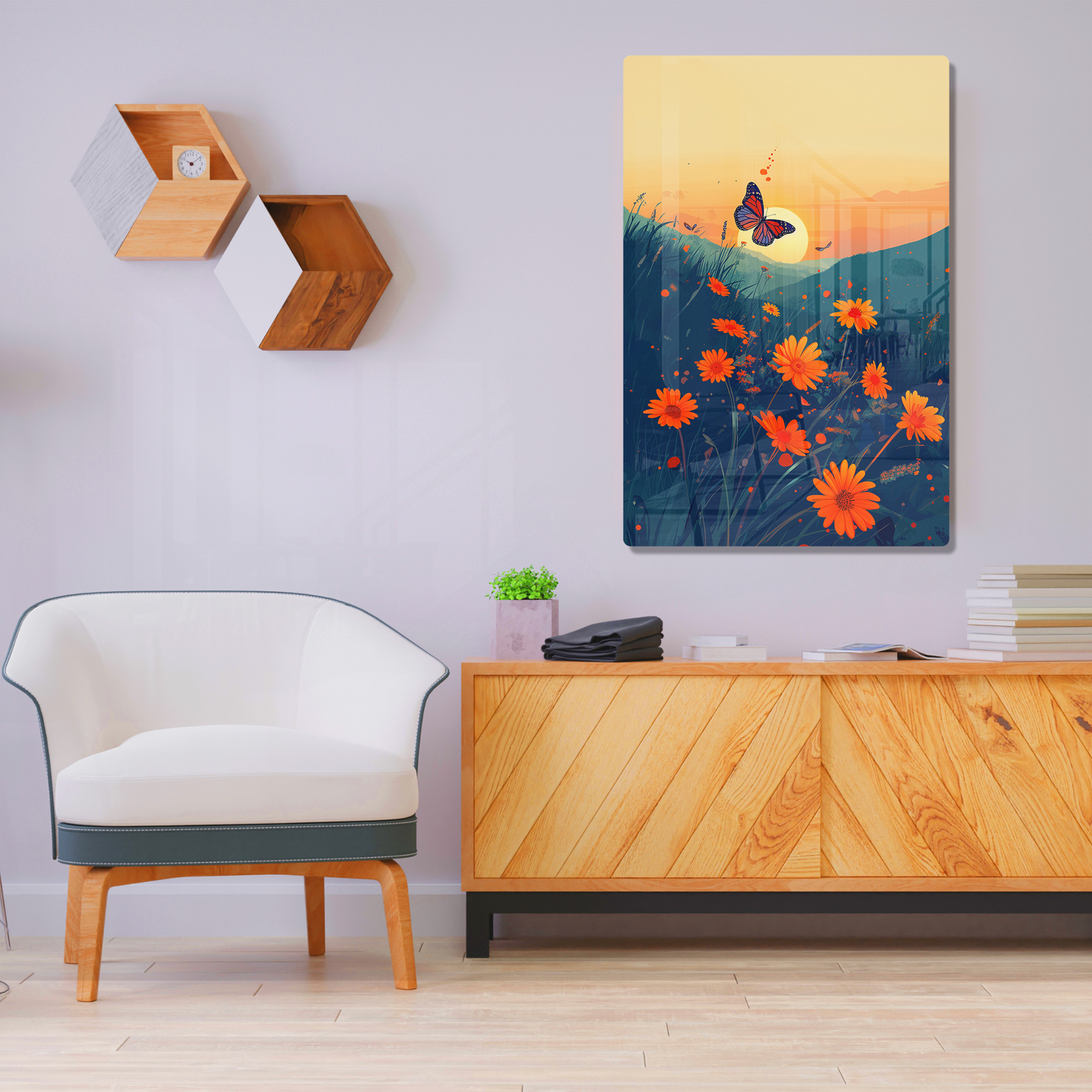 Flutter Bloom (Acrylic)Make a statement with Flutter Bloom acrylic prints. The 1⁄4" acrylic panel exudes the illusion of a smooth glass surface for vibrant artwork. Pre-installed hanging hRimaGallery