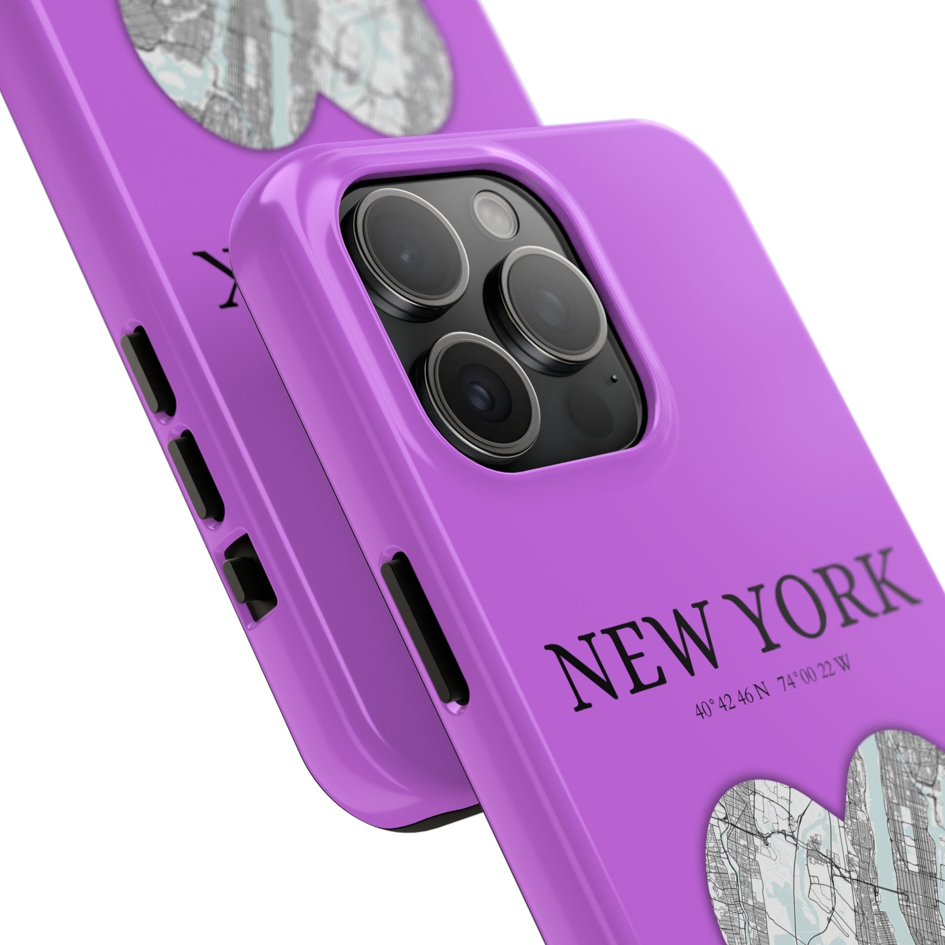 Secure your iPhone 11-15 with RIMA's durable case: Polycarbonate shell, rubber lining for shock absorption, and supports wireless charging-York Heartbeat - Purple (iPhone Case 11-15)
