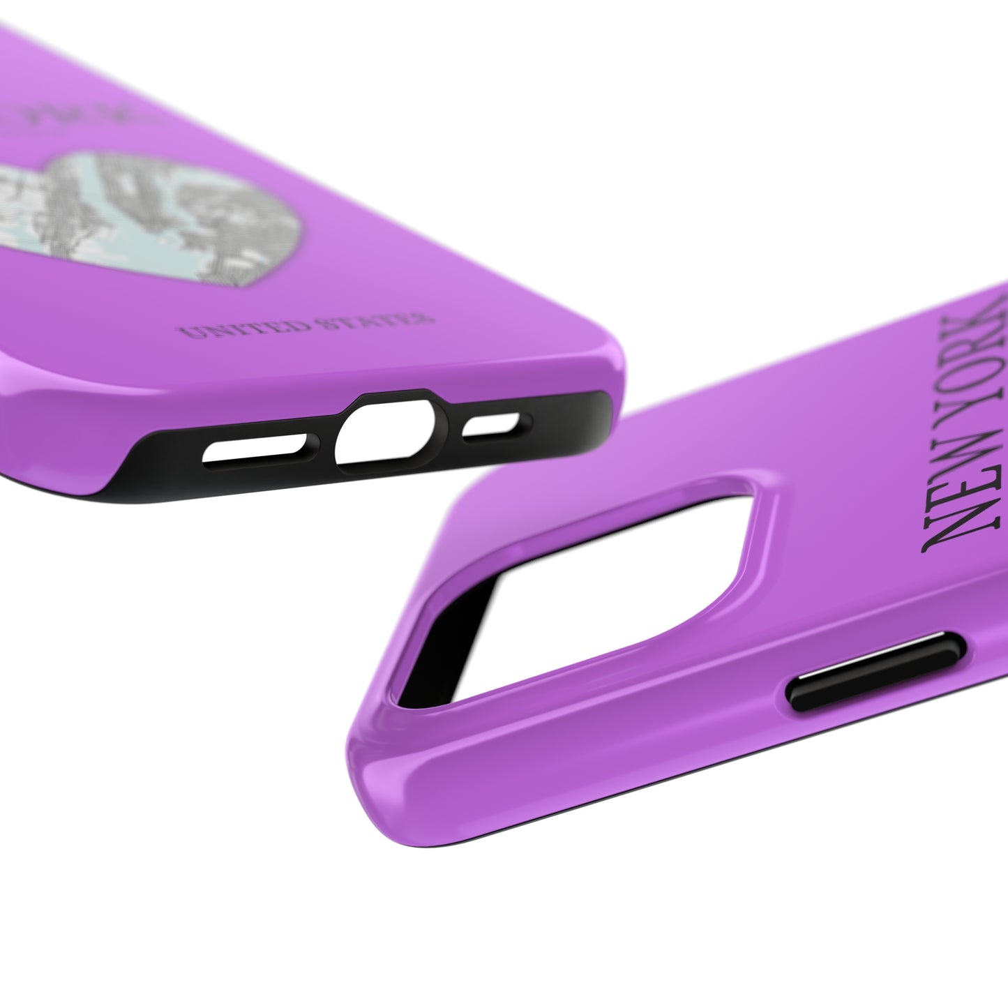 Secure your iPhone 11-15 with RIMA's durable case: Polycarbonate shell, rubber lining for shock absorption, and supports wireless charging-York Heartbeat - Purple (iPhone Case 11-15)