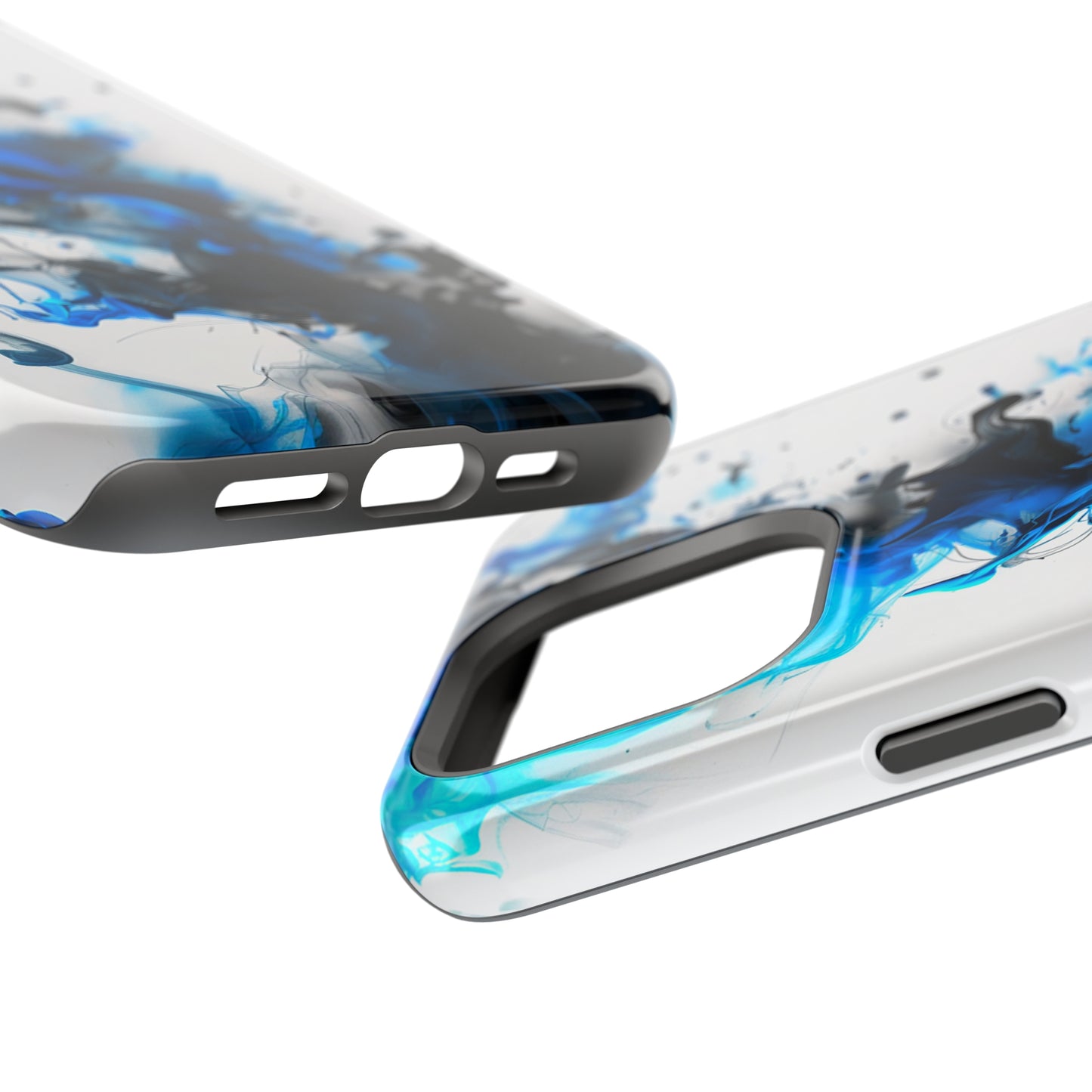 Blue Whisper (iPhone Case 11-15)Elevate your iPhone's style with a Blue and black ink abstract design on a white tough case. Sleek, durable protection for models 11-15. Free US shipping.RimaGallery