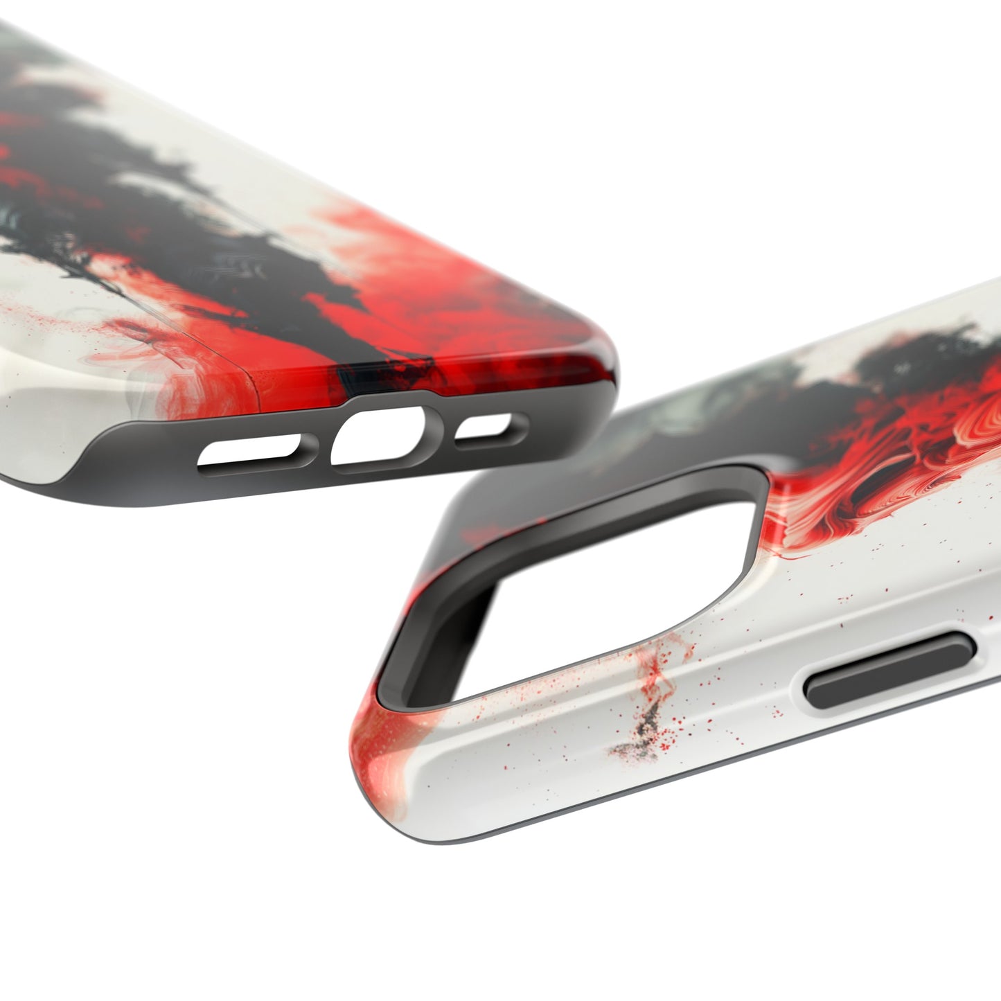 Ruby Ripples (iPhone MagSafe Case)Elevate your iPhone's protection and style with RimaGallery's Vibrant red ink flows on a MagSafe Case against a dark backdrop. Enjoy dual-layer defense, vibrant desiRimaGallery