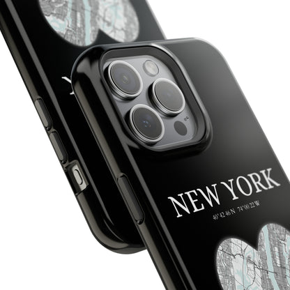 Elevate your iPhone's style with the New York Heartbeat Black MagSafe Case, offering robust protection, MagSafe compatibility, and a choice of matte or glossy finish-York Heartbeat - Black (iPhone MagSafe Case)