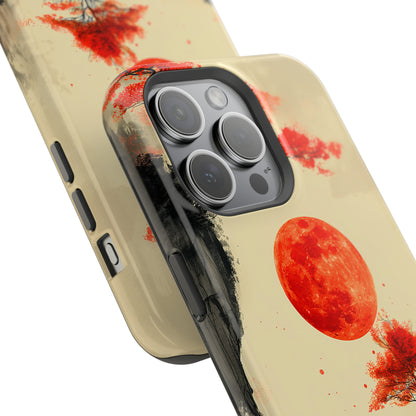 Scarlet Moonrise (iPhone MagSafe Case)Elevate your iPhone's style with Artistic scenery with red trees and large moon MagSafe Case, offering robust protection, MagSafe compatibility, and a choice of mattRimaGallery