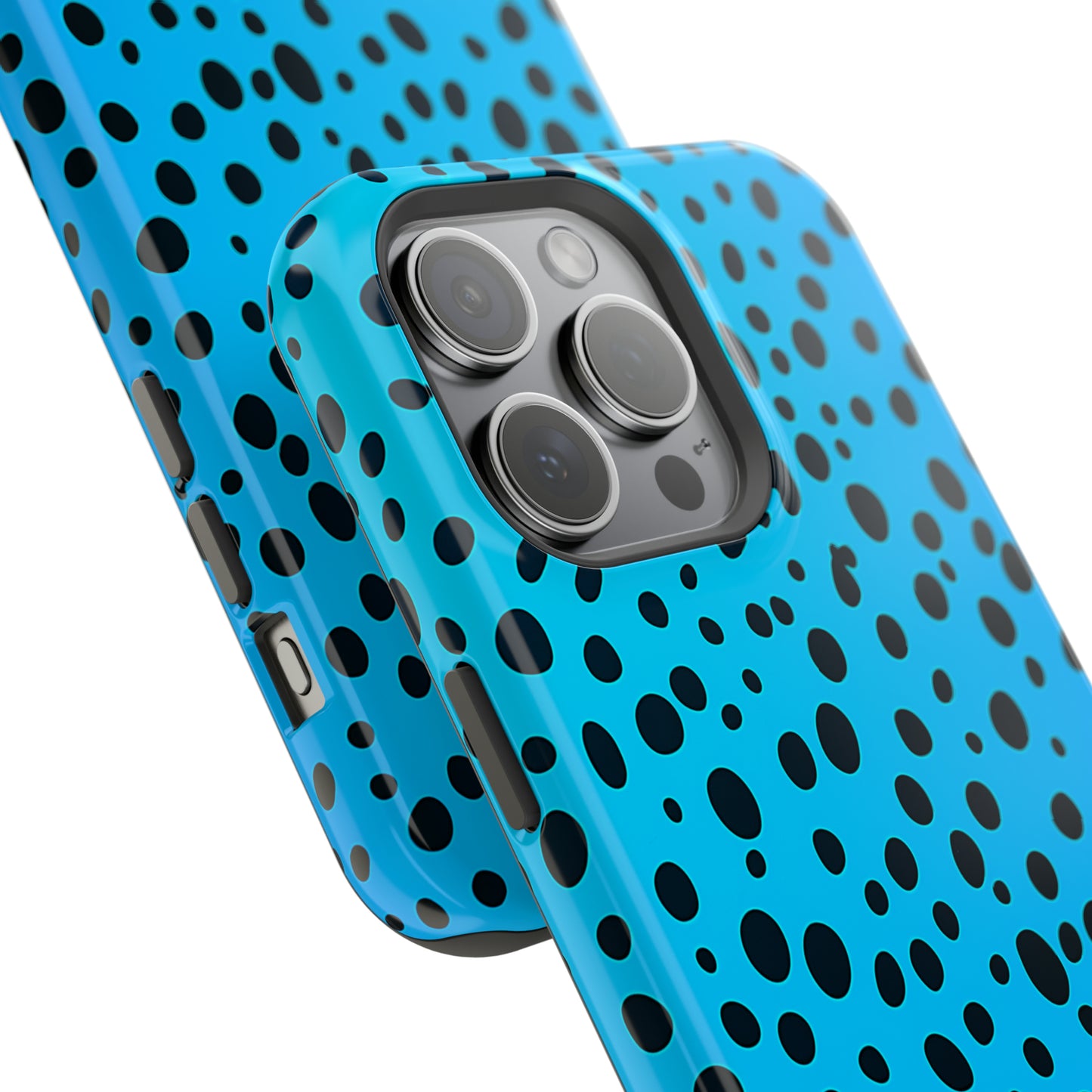 Dotted Delight - Sky Blue (iPhone Case 11-15)Elevate your iPhone's style with a Sky Blue surface with scattered dark dots and a tough case. Sleek, durable protection for models 11-15. Free US shipping.RimaGallery