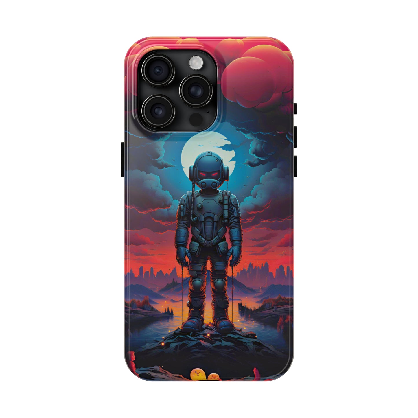 Stellar Sentinel Robot Soldier (iPhone Case 11-15)Guardian of the Galaxy 🌌🤖: Elevate your tech game with our "Stellar Sentinel" phone case, spotlighting a robot soldier, helmeted and vigilant, set against the mesmRimaGallery