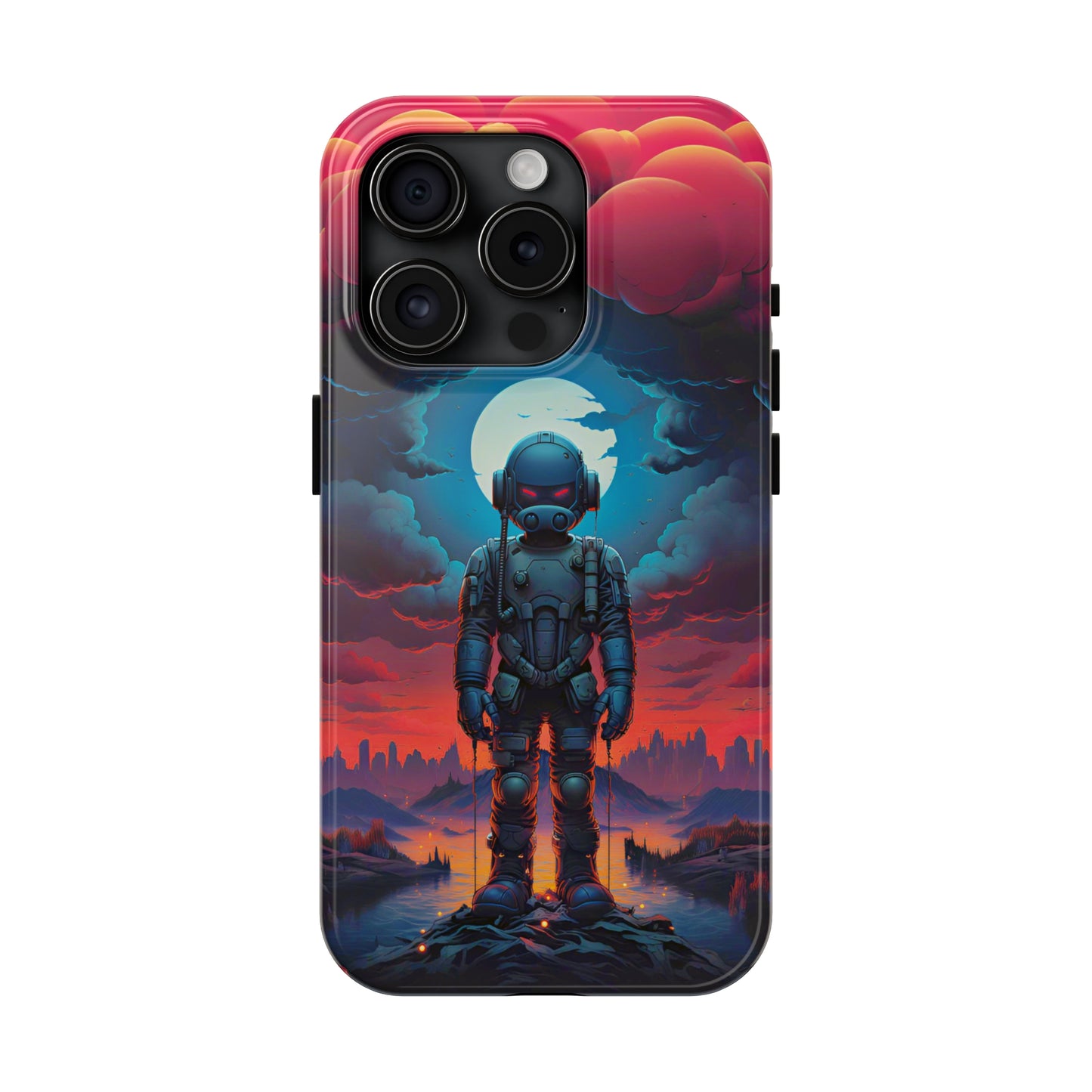 Stellar Sentinel Robot Soldier (iPhone Case 11-15)Guardian of the Galaxy 🌌🤖: Elevate your tech game with our "Stellar Sentinel" phone case, spotlighting a robot soldier, helmeted and vigilant, set against the mesmRimaGallery