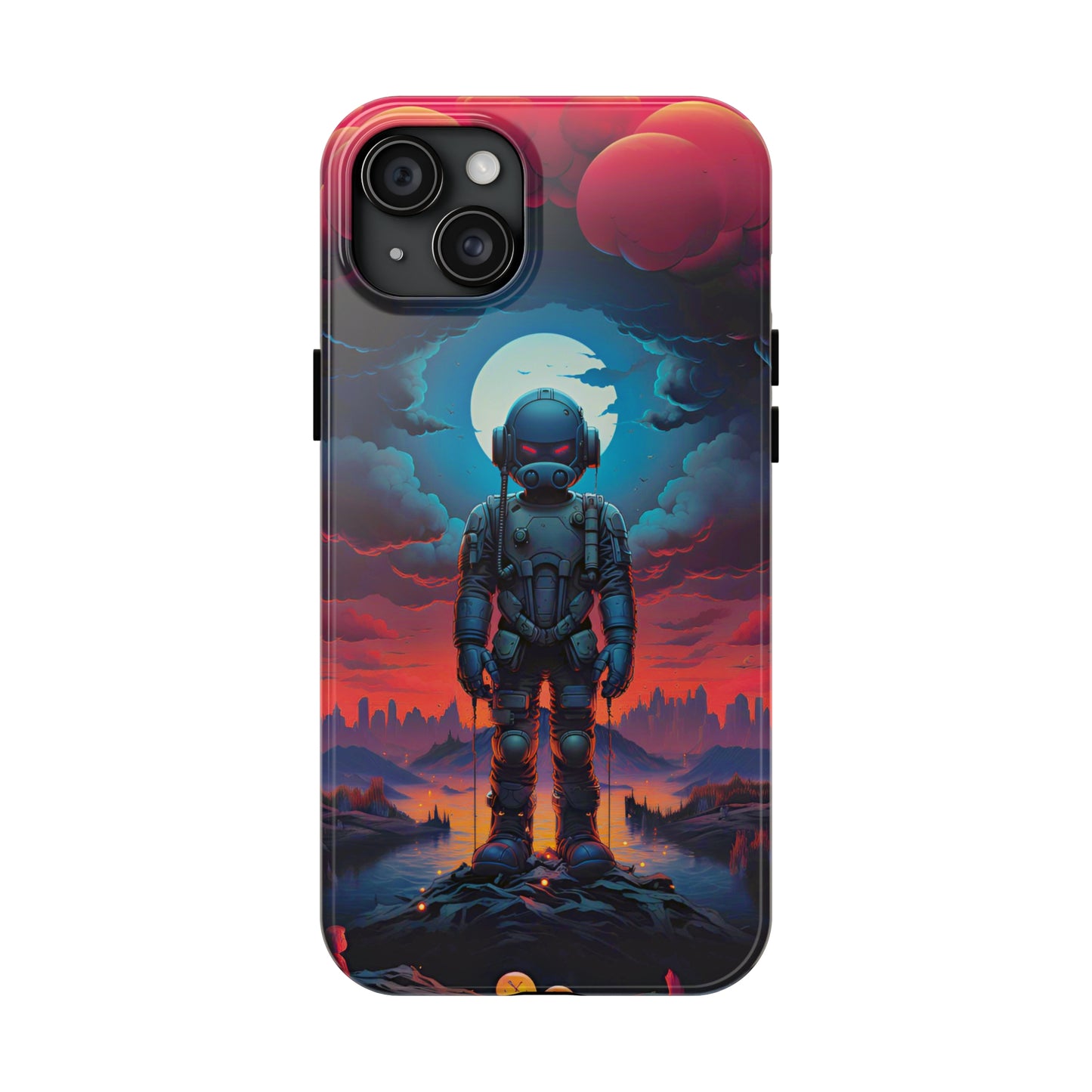 Stellar Sentinel Robot Soldier (iPhone Case 11-15)Guardian of the Galaxy 🌌🤖: Elevate your tech game with our "Stellar Sentinel" phone case, spotlighting a robot soldier, helmeted and vigilant, set against the mesmRimaGallery