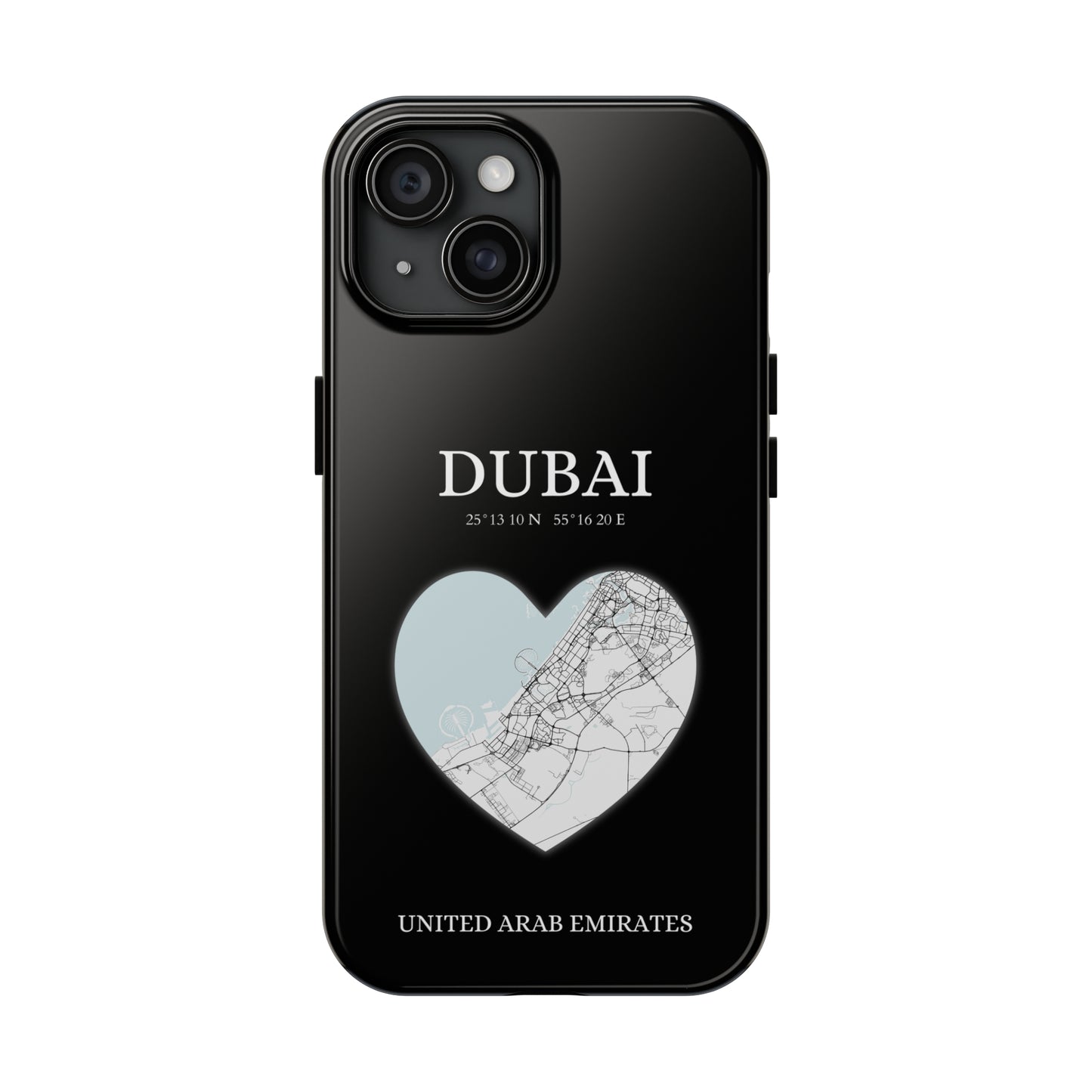 Dubai Heartbeat - Black (iPhone Case 11-15)Elevate your iPhone with RimaGallery's Dubai York Heartbeat case. Sleek design meets durability for stylish protection. Free US shipping.RimaGallery