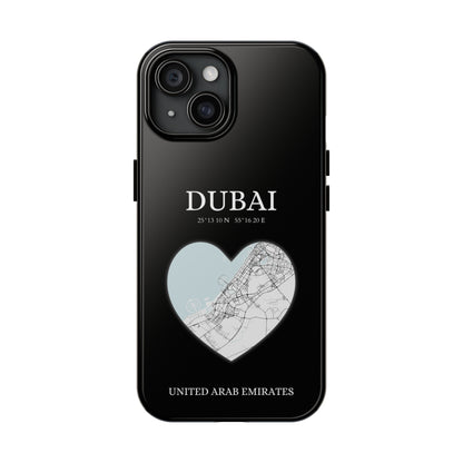 Dubai Heartbeat - Black (iPhone Case 11-15)Elevate your iPhone with RimaGallery's Dubai York Heartbeat case. Sleek design meets durability for stylish protection. Free US shipping.RimaGallery