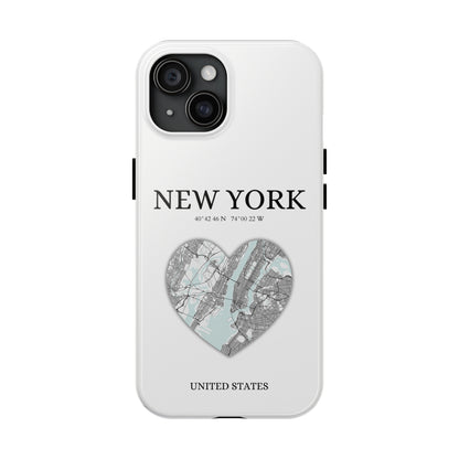 Elevate your iPhone with RimaGallery's New York Heartbeat case. Sleek design meets durability for stylish protection. Free US shipping.-York Heartbeat - White (iPhone Case 11-15)