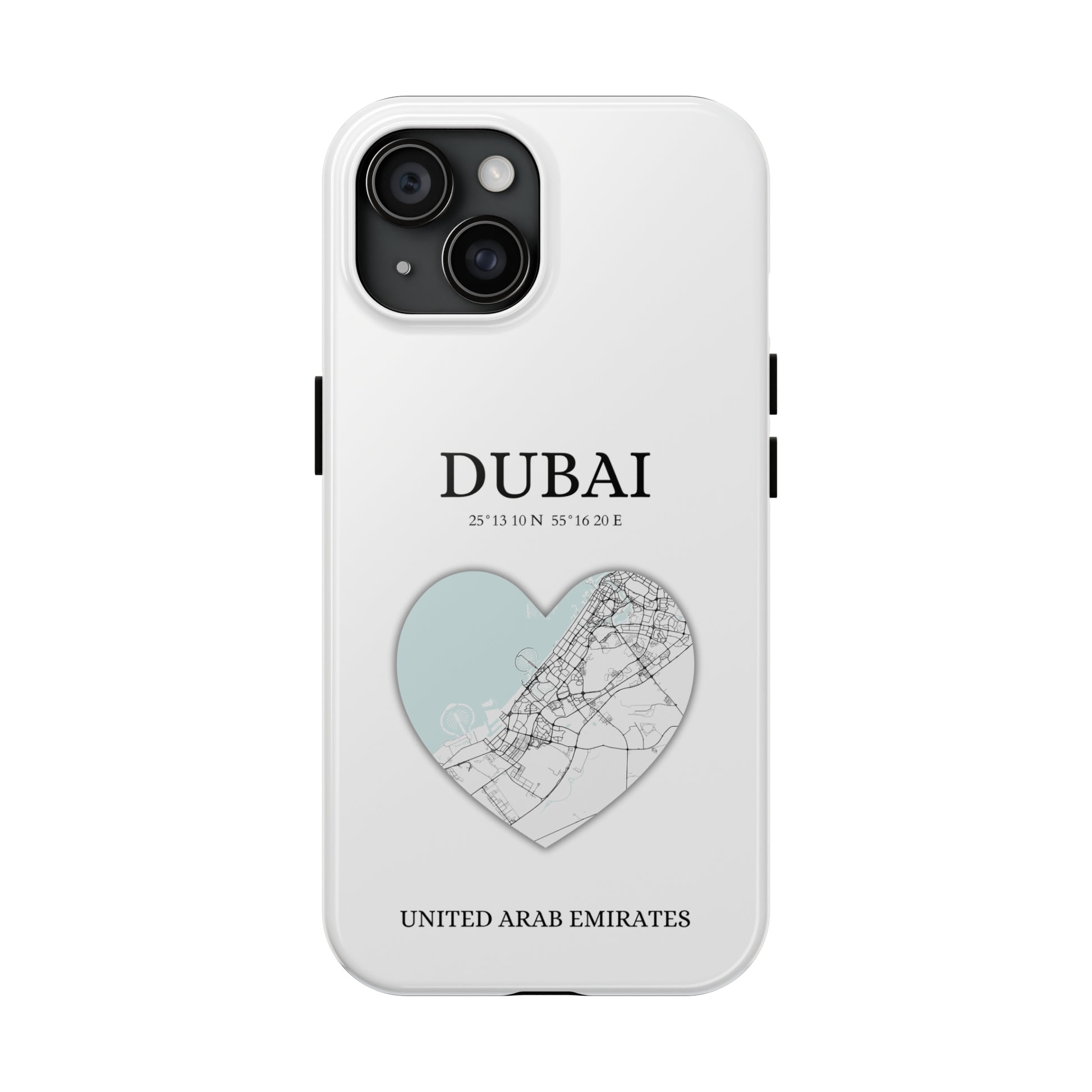 Dubai Heartbeat - White (iPhone Case 11-15)Capture the essence of Dubai with RimaGallery's Heartbeat White iPhone case, blending durable protection and unique design. Perfect for iPhone 11-15 models. Free shiRimaGallery