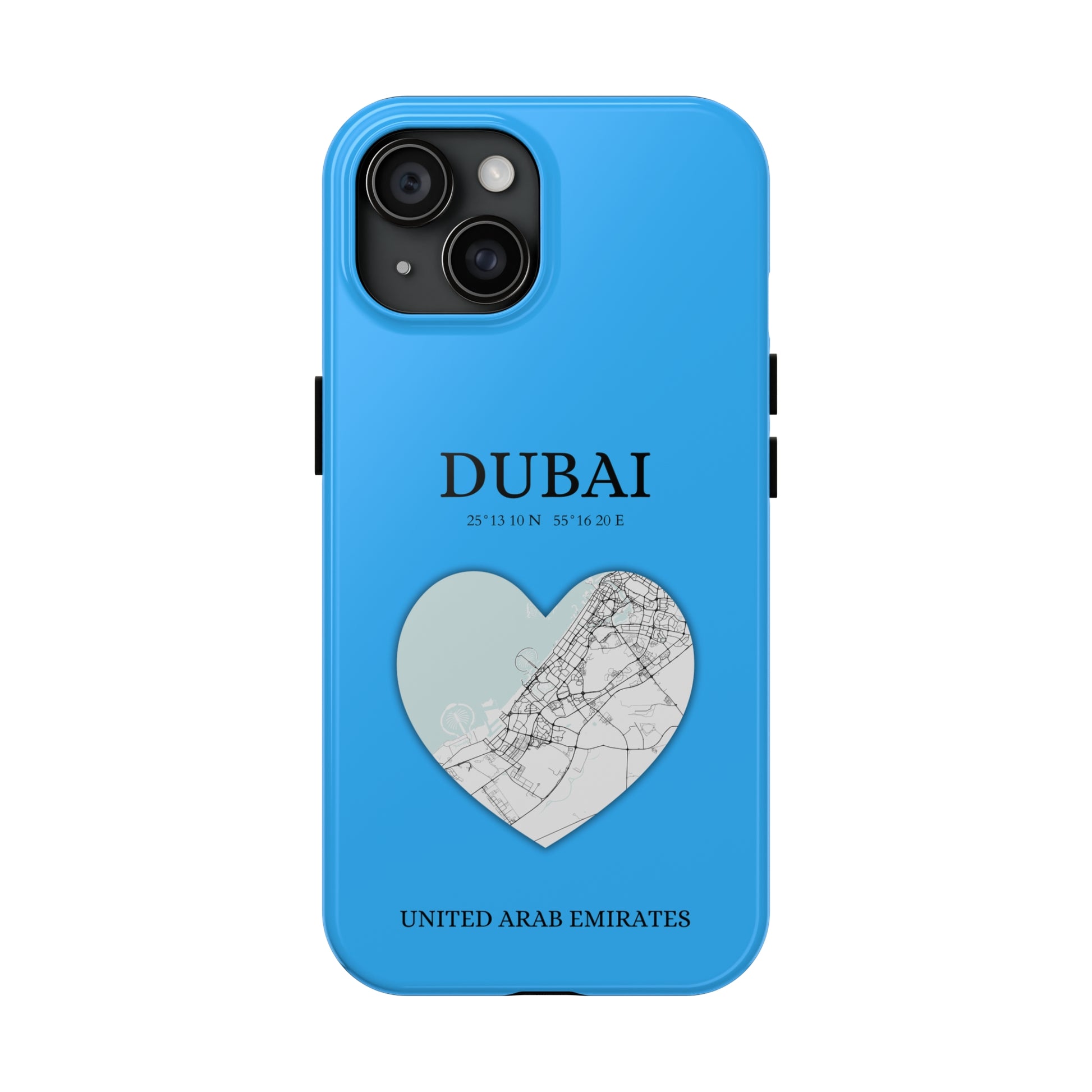 Dubai Heartbeat - Sky Blue (iPhone Case 11-15)Capture the essence of Dubai with RimaGallery's Heartbeat Purple iPhone case, blending durable protection and unique design. Perfect for iPhone 11-15 models. Free shRimaGallery