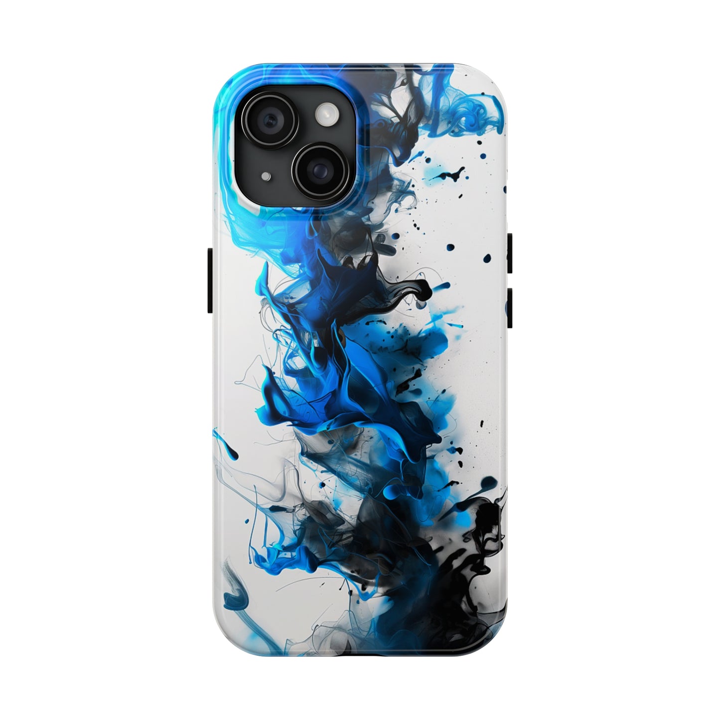 Blue Whisper (iPhone Case 11-15)Elevate your iPhone's style with a Blue and black ink abstract design on a white tough case. Sleek, durable protection for models 11-15. Free US shipping.RimaGallery
