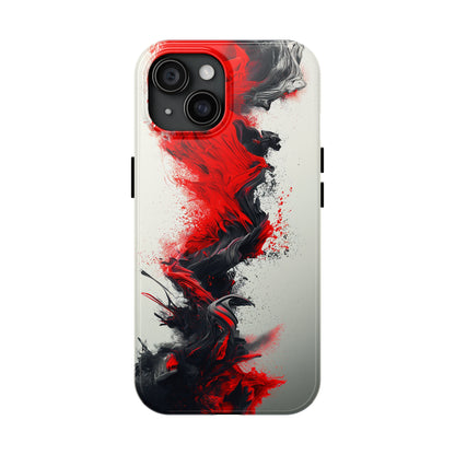 Scarlet Swish (iPhone Case 11-15)Elevate your iPhone's protection and style with RimaGallery's Artistic red and black abstract On case, featuring dual-layer defense and a sleek, glossy finish. Free RimaGallery