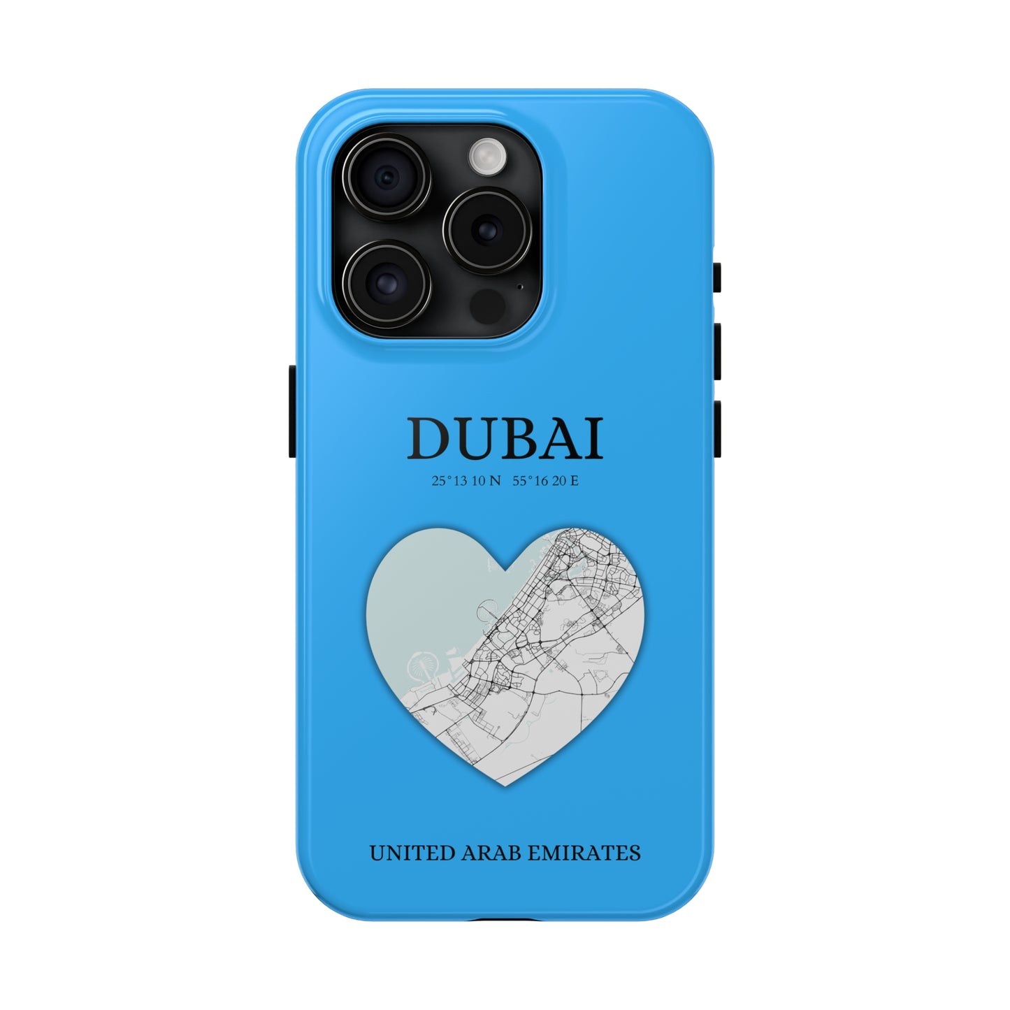 Dubai Heartbeat - Sky Blue (iPhone Case 11-15)Capture the essence of Dubai with RimaGallery's Heartbeat Purple iPhone case, blending durable protection and unique design. Perfect for iPhone 11-15 models. Free shRimaGallery