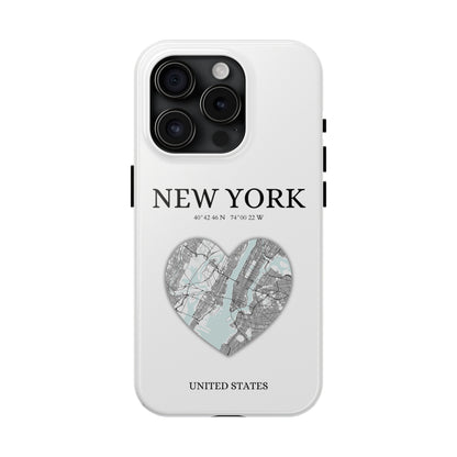 Elevate your iPhone with RimaGallery's New York Heartbeat case. Sleek design meets durability for stylish protection. Free US shipping.-York Heartbeat - White (iPhone Case 11-15)