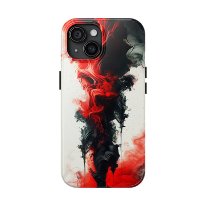 Ruby Ripples (iPhone Case 11-15)Elevate your iPhone's style with a Vibrant red ink flows on a tough case against a dark backdrop design. Sleek, durable protection for models 11-15. Free US shippingRimaGallery