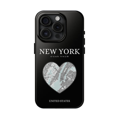Elevate your iPhone with RimaGallery's New York Heartbeat case. Sleek design meets durability for stylish protection. Free US shipping.-York Heartbeat - Black (iPhone Case 11-15)