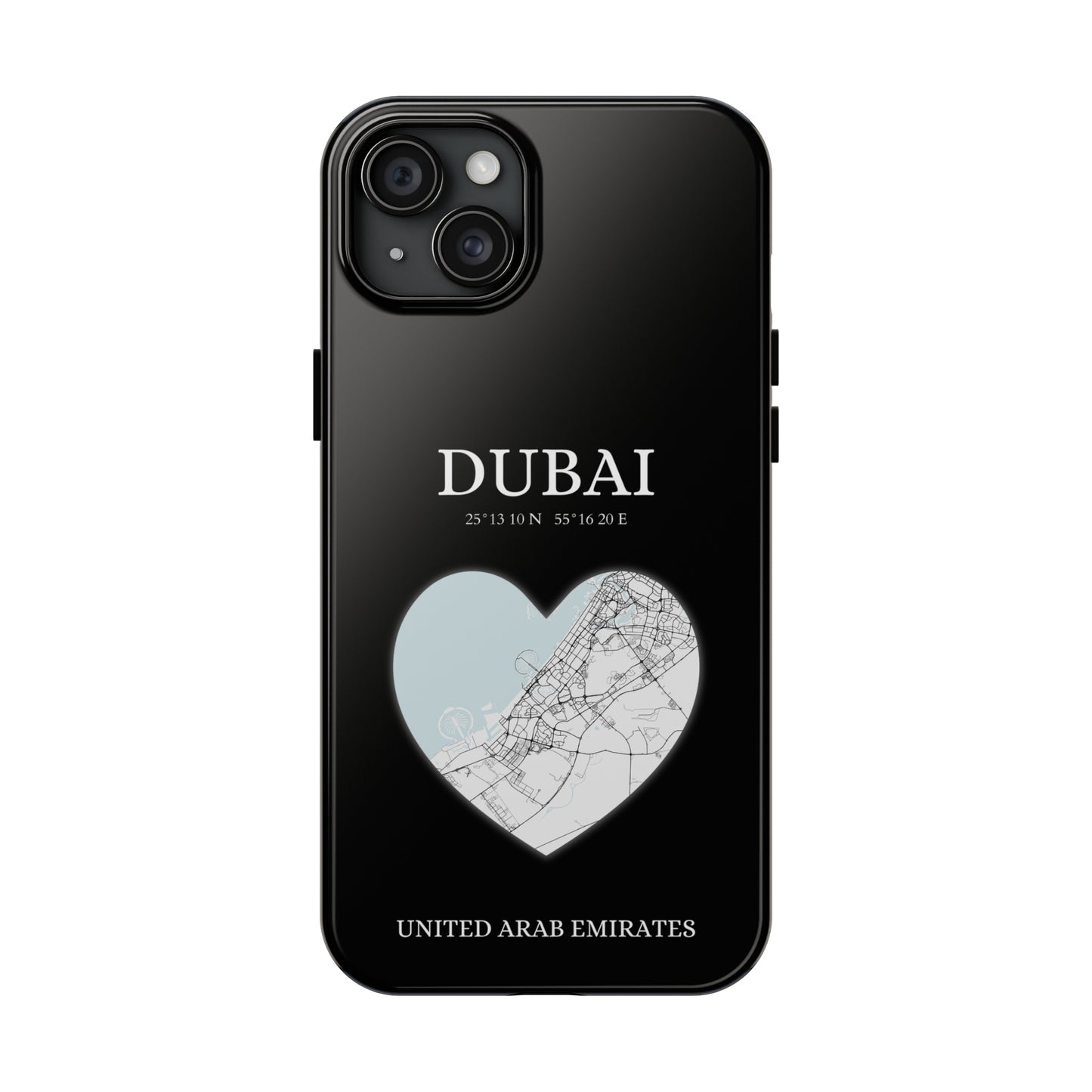 Dubai Heartbeat - Black (iPhone Case 11-15)Elevate your iPhone with RimaGallery's Dubai York Heartbeat case. Sleek design meets durability for stylish protection. Free US shipping.RimaGallery